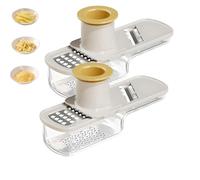 Multifunctional Garlic Grinder & Mandoline Slicer, 3 In 1 Garlic Slicer Super Thin with Hand Guard, Easy To Use and Clean for Kitchen, Onion, Safe Food Slicered (Two white)