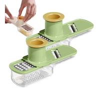 Multifunctional Garlic Grinder & Mandoline Slicer, Veggie Shredder Garlics Ginger Grinder Vegetable Cutter with Container with Hand Guard, Easy to Use and Clean for Kitchen (2pcs Green)