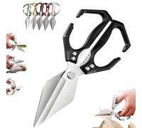 Multifunctional Heavy-Duty Kitchen Shears, 2 in 1 Heavy Duty Stainless Steel Poultry Shears, Ergonomic Cutting Roots Duck, Fish＆Slicing Walnuts Bones (Black)