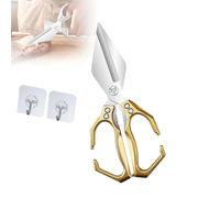 Multifunctional Heavy-Duty Kitchen Shears, 2 in 1 Kitchen Scissors, Poultry Scissors Heavy Duty Cut Bone, for Chicken Meat Seafood Bone Cutting Fish ＆ Slicing Walnuts (Gold)
