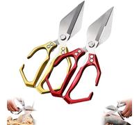 Multifunctional Heavy-Duty Kitchen Shears, 2 In 1 Kitchen Scissors, Scissors All Purpose, for Chicken Thighs Bone In, Meat, Seafood, Bone Cutting (Gold Red (2pcs))