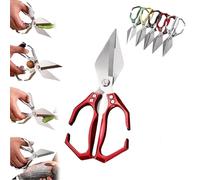 Multifunctional Heavy-Duty Kitchen Shears, Heavy Duty Kitchen Scissors for Food with Ergonomic Handle, High-Carbon Steel Poultry Scissors for Chicken Meat Seafood Bone Cutting (Red)
