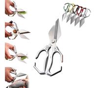 Multifunctional Heavy-Duty Kitchen Shears, Heavy Duty Kitchen Scissors for Food with Ergonomic Handle, High-Carbon Steel Poultry Scissors for Chicken Meat Seafood Bone Cutting (Silver)