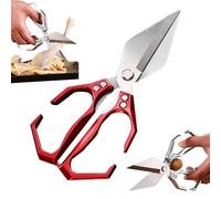 Multifunctional Heavy-Duty Kitchen Shears,Japanese High-Carbon Steel Culinary Shears,Ergonomic Handle for Chicken,Meat,Seafood,Bone Cutting (Red)