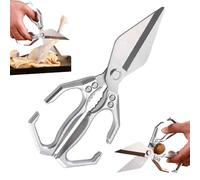 Multifunctional Heavy-Duty Kitchen Shears,Japanese High-Carbon Steel Culinary Shears,Ergonomic Handle for Chicken,Meat,Seafood,Bone Cutting (Silver)