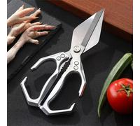 Multifunctional Heavy-Duty Kitchen Shears,Poultry Scissors with Ergonomic Handle,Japanese Cooking Shearss for Chicken,Meat,Seafood,Bone Cutting (Silver)