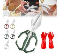 Multifunctional Heavy-Duty Kitchen Shears, Stainless Steel kitchen shears for food, High-Carbon Steel Culinary chopping Shear with Ergonomic Handle for Food, Chicken Bones and Turkey (Green)