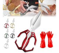 Multifunctional Heavy-Duty Kitchen Shears, Stainless Steel kitchen shears for food, High-Carbon Steel Culinary chopping Shear with Ergonomic Handle for Food, Chicken Bones and Turkey (Red)