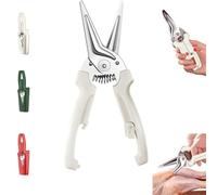 Multifunctional Labor-saving Kitchen Shear, Spring Assisted Kitchen Shears with Holder, for Chicken BBQ Vegetable (White)