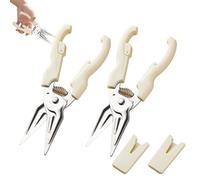 Multifunctional Labor-saving Kitchen Shear, Spring Assisted KitchenShears, Kitchen Scissors with Detachable Cover, for Fish, Chicken and Everyday Home (White,2PCS)