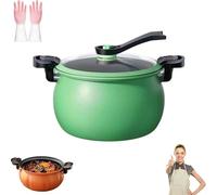 Multifunctional Large Capacity Non-stick Cooker, 8QT Micro Cooker, Non-Stick Surface, Visual Glass Lid, Anti-Scalding Handle, Fast Cooking for All Stovetops (Green)