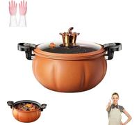Multifunctional Large Capacity Non-stick Cooker, 8QT Micro Cooker, Non-Stick Surface, Visual Glass Lid, Anti-Scalding Handle, Fast Cooking for All Stovetops (Pumpkin-shaped)