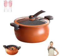 Multifunctional Large Capacity Non-stick Cooker, 8QT Micro Cooker, Non-Stick Surface, Visual Glass Lid, Anti-Scalding Handle, Fast Cooking for All Stovetops (Orange)