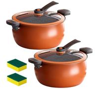 Multifunctional Large Capacity Non-Stick Pressure Cooker, 8 Qt Micro Pressure Cooker With Visible Transparent Glass Cover,Anti-Scalding Handle, Fast Cooking Pot For All Stovetops (2PCS)