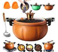 Multifunctional Large Capacity Non-stick Pressure Cooker, 8 Qt Micro Pressure Cooker with Visible Transparent Glass Cover & Anti-Scalding Handle, for Soups, Stews & Meal Prep (Orange-2)