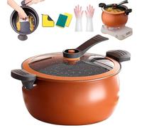 Multifunctional Large Capacity Non-stick Pressure Cooker, 8QT Micro Pressure Cooker, Family-Size Fast Cooking Pot with Anti-Scalding Handle & Visual Glass Lid (#A)