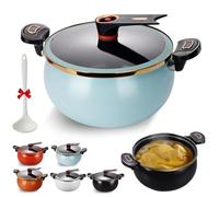 Multifunctional Large Capacity Non-stick Pressure Cooker,Micro Pressure Cooker with Visible Transparent Glass Lid and Twist Lock Handles,Thickened Durable Pot Kitchenware for All Stovetops