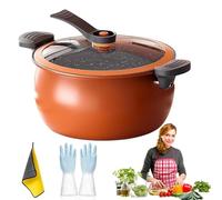 Multifunctional Large Capacity Non-stick Pressure Cooker, Pressure Cooker 8 L, Visible Transparent Glass Cover, Anti-Scalding Handle, Microwave Pressure Cookers for Slow Cook, Sear & Saute (A)