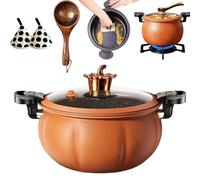 Multifunctional Large Capacity Non-stick Pressure Cooker, Pressure Cooker 8 Qt, Visible Transparent Glass Cover, Anti-Scalding Handle for Family Meals, Soups, Stews (Orange-B)