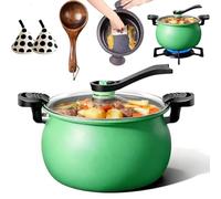 Multifunctional Large Capacity Non-stick Pressure Cooker, Pressure Cooker 8 Qt, Visible Transparent Glass Cover, Anti-Scalding Handle for Family Meals, Soups, Stews (Green)