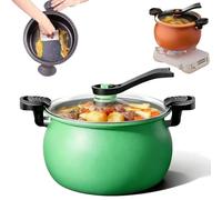 Multifunctional Large Capacity Non-stick Pressure Cooker, Pressure Cooker 8 Qt, Visible Transparent Glass Cover, Anti-Scalding Handle, for Family Meals, Soups, Stews (Green)