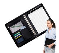 Multifunctional Leather Folder - Large Capacity Zippered Document Bag, Handheld PU Briefcase | Includes A4 Notepad Binder Organizer, Unisex Professional Design For Office Business Meetings T