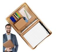 Multifunctional Leather Folder - Large Capacity Zippered Document Bag, Handheld PU Briefcase | Includes A4 Notepad Binder Organizer, Unisex Professional Design For Office Business Meetings T