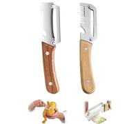 Multifunctional Peeler Économe Multifonctionnel Avec Manche En Bois Et Ouvre-Bouteille En Acier Éplucheur De Fruits Et Légumes Ustensile (1 éplucheur à lame plate + 1 éplucheur à lame dentelée)