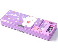 Multifunctional Pop Up Pencil Case For Girls Boys Cute Cartoon Pencil Box Stationery Organizer Pencil Sharpener Calendar Whiteboard School Supplies, Lilac, Multi-Function