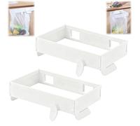 Multifunctional Portable Trash Bag Holder,Folding Hanging Kitchen Cabinet Bathroom Trash Can,No Drill Adhesive Mounted Plastic Bag Holder,Space-Saving Foldable Garbage Bag Holders (White)