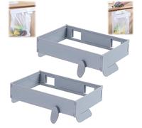 Multifunctional Portable Trash Bag Holder,Folding Hanging Kitchen Cabinet Bathroom Trash Can,No Drill Adhesive Mounted Plastic Bag Holder,Space-Saving Foldable Garbage Bag Holders (Gray)