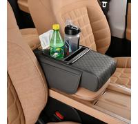 Multifunctional PU Leather Car Armrest Box Mat with Central Elbow, 2026 New Multifunctional Car Armrest Cushion, 5-in-1 Center Console Cover for Sedans (Type-A,Gray)