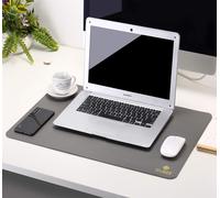 Multifunctional PU Leather Desk Case,Waterproof,Non-Slip Anti-Dirty Mouse Mat for Office,Home and Travel (Grey/Black)