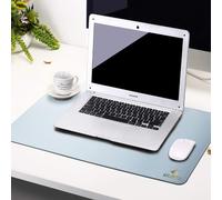 Multifunctional PU Leather Desk Case,Waterproof,Non-Slip Anti-Dirty Mouse Mat for Office,Home and Travel (Blue/Silver)
