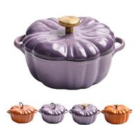 Multifunctional Pumpkin Dutch Oven Pot, 3.9-Quart Cast Iron Dutch Oven with Lid, Pumpkin Pots with Lid for Cooking, Halloween Thanksgiving Decorative Cookware (Purple #1 6.3in)