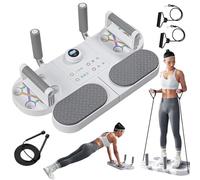 Multifunctional Push Up Board - Push Up Board With Resistance Bands - Press Up Board with Timing - Foldable Anti Slip Multifunctional Fitness Board For Back/Arm/Leg Workouts (White,Timer + Rope)