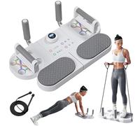 Multifunctional Push Up Board - Push Up Board With Resistance Bands - Press Up Board with Timing - Foldable Anti Slip Multifunctional Fitness Board For Back/Arm/Leg Workouts (White,Timer + Counter)