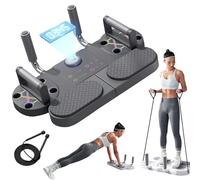 Multifunctional Push Up Board - Push Up Board With Resistance Bands - Press Up Board with Timing - Foldable Anti Slip Multifunctional Fitness Board For Back/Arm/Leg Workouts (Black,Timer)