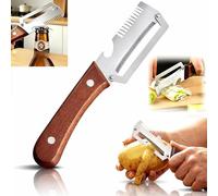 Multifunctional Vegetable Peeler for Kitchen, Zero Snag Wooden Peeler, 3 in 1 Stainless Steel Blade with Wooden Handle and Bottle Opener, Ultra-Sharp Kitchen Tool for Fruits and Vegetables (1PC)