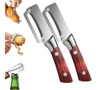 Multifunctional Vegetable Peeler, Zero Snag Wooden Peeler，2-In-1 Multifunctional Vegetable Peeler For Peeling and Opening Bottles (Red Handle,2Pcs)