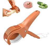 Multifunctional Vegetable Slicer & Banana Cutter - Stainless Steel Fruit Slicer Tool for Strawberries, Cucumber & Sausage - Safe Kitchen Gadgets for Salad Prep, Kids Lunch & Healthy Snacks (Orange)