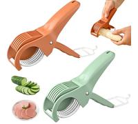 Multifunctional Vegetable Slicer & Banana Cutter - Stainless Steel Fruit Slicer Tool for Strawberries, Cucumber & Sausage - Safe Kitchen Gadgets for Salad Prep, Kids Lunch & Healthy Snacks (Mix)