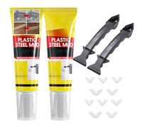 Multifunctional Waterproof White Caulk with Scraper, 120ml Plastic Steel Repair Adhesive for Kitchen Bathroom, Stronger Adhesion Sealant for Window Toilet Sink, Quick-Drying (2 Set)