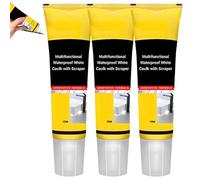 Multifunctional Waterproof White Caulk with Scraper,Stronger Adhesion Caulking Sealant for Kitchen&Bathroom,Sink Caulking Sealant,White Caulking Silicone Waterproof,Quick-Drying Shrink Crack Proof (3)