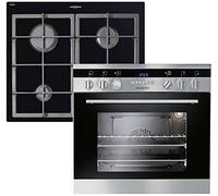 Multifunktions-Elektroeinbauherd EHG 3020 mit Design Knebeln + Gas Kochfeld EMG4, rahmenlos, für Erdgas