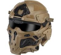 Multifutiol Casque Omnium Conception Tout-en-Un Casque Tactique Amovible Intégré Anti-buée Ventilateur Abat-Jour Lunettes Coulissantes Équipement De Paintball, T, 26x32x27cm