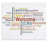 Multilingual Welcome Sign Poster Say Hello in Different Languages Educational Chart Canvas Print for Home Living Room Bedroom Wall Decor