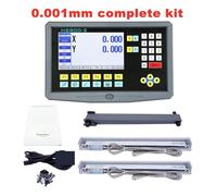 Multilingue 2 Axe LCD Trousse HS800-2 Tourner Tour Milling Lecture numérique Linear Linear Glass Scale Règle de réseau,DRO numérique(0.001mm complete set)