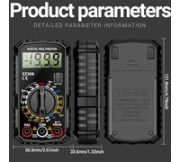 Multimètre numérique ANENG DT830G avec tension AC/DC, résistance, diode, mesure hFE, affichage 1999, indice de sécurité CAT II, pour débutants et (noir)