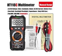 Multimètre numérique, HT118C Multimètre digital T-rms ac dc AMPERE Tension MODER Gamme manuelle Ncv Capacité de test fil en direct HZ Testeur batterie Temp